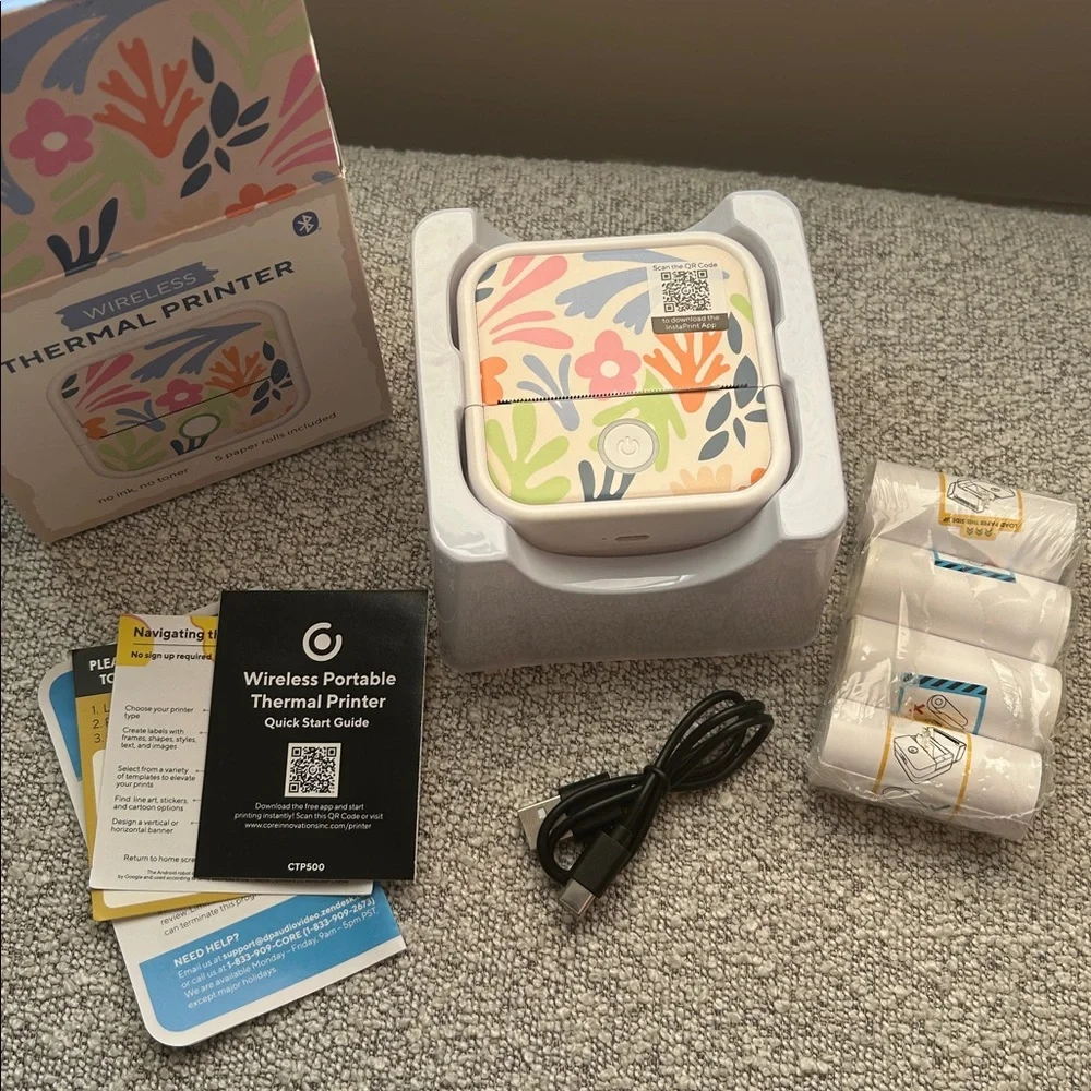 Wireless Thermal Printer w 5 pk. Multi Color Paper
